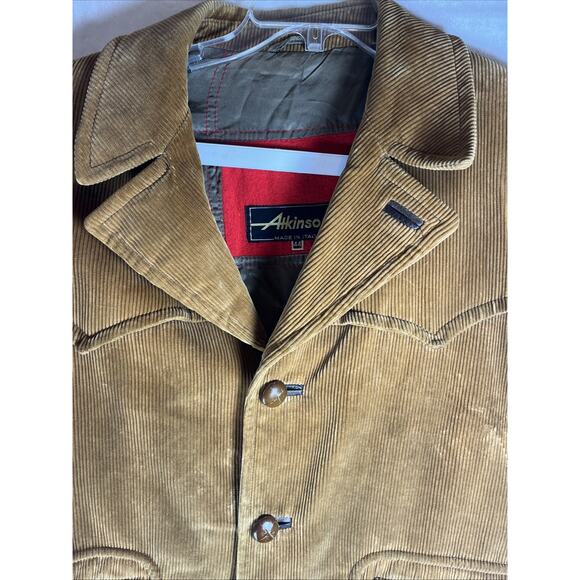 Vtg 60s 70s Atkinson Corduroy Coat Jacket 44 Tan Brown Made In Italy Vintage - Picture 2 of 13